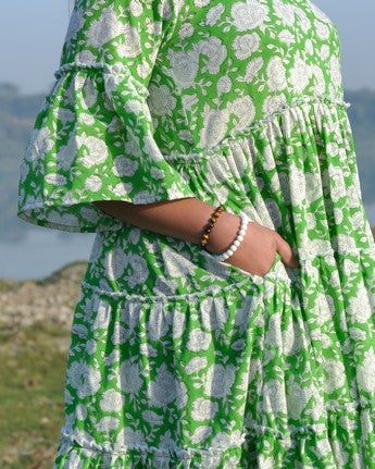 Pistachio Green Floral Nursing Dress