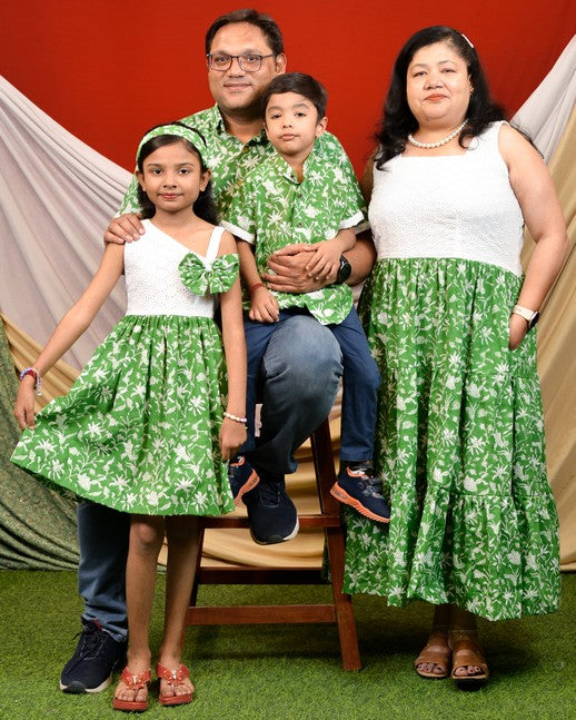 Emerald Green Cutwork Family Set