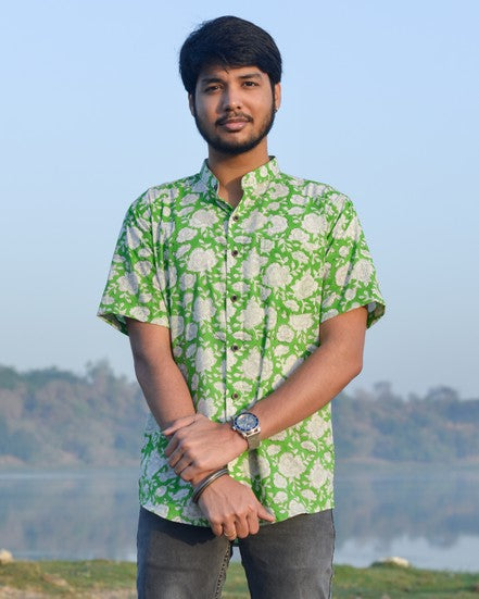 Pistachio Green Floral Shirt