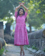 Leafing Pink Front Button Openable With Belt