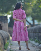 Leafing Pink Front Button Openable With Belt