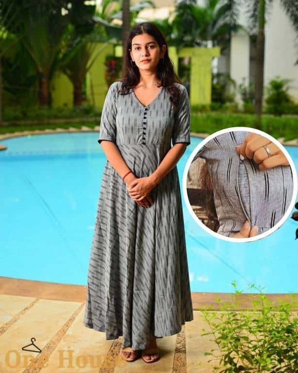Ikat Flared Monochrome Nursing Dress Main image