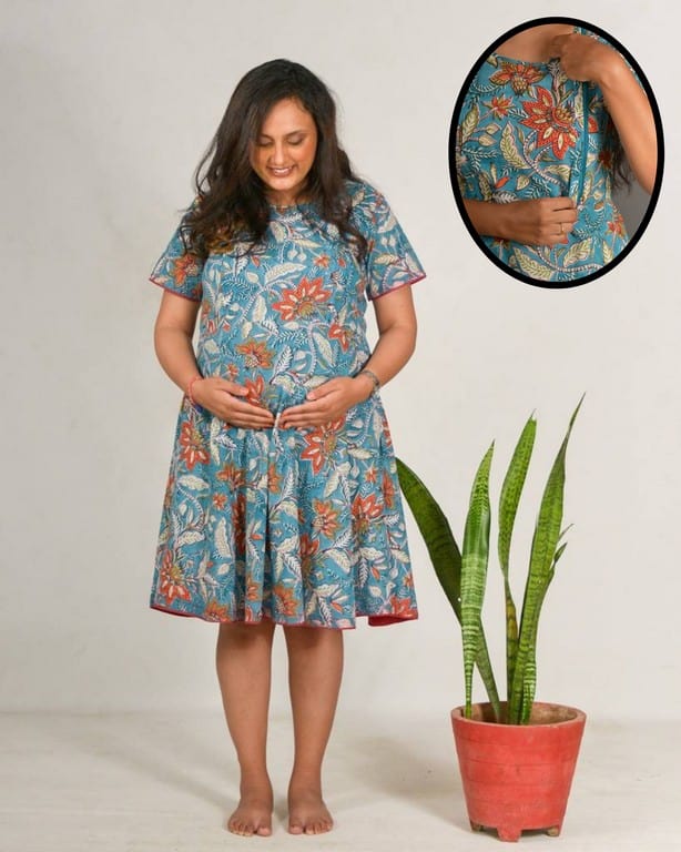 Foliate Floral Nursing Dress