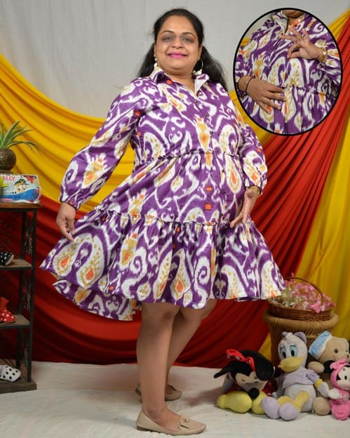 Purple Lisa Frill Collared Nursing Dress Main image