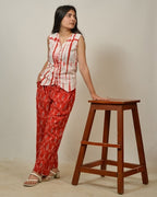 Red Shibori Vest Co-ord Set