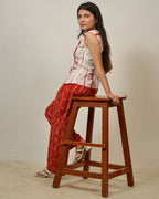 Red Shibori Vest Co-ord Set