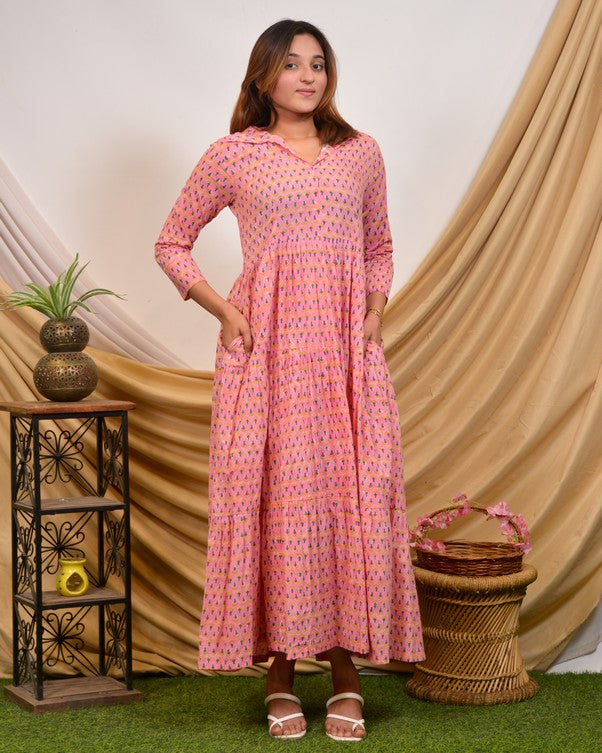 Spring Pink Tiered Dress