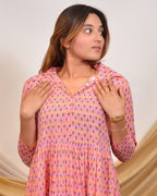 Spring Pink Tiered Maternity Dress