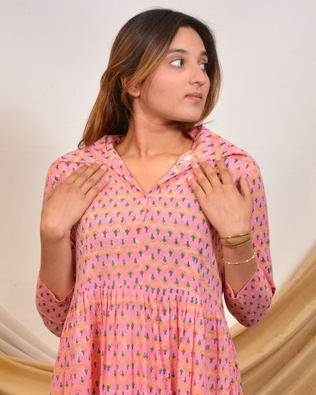 Spring Pink Tiered Dress