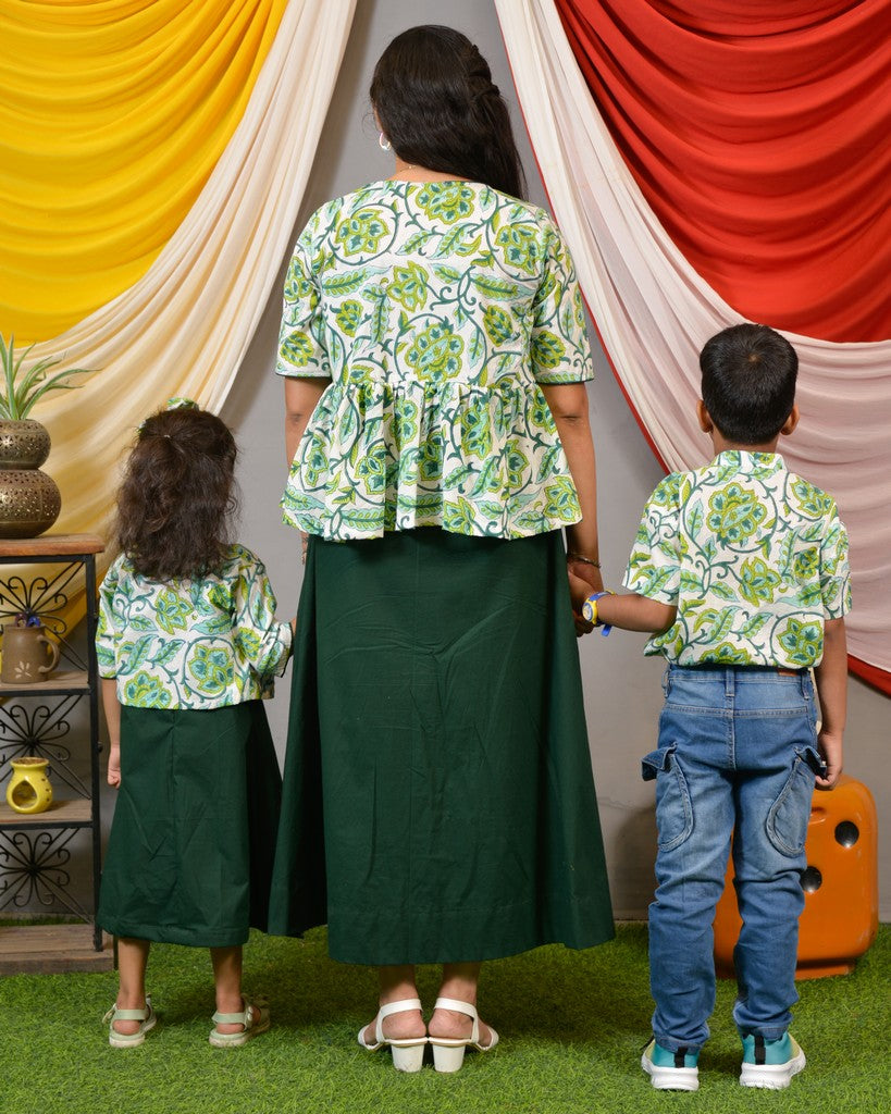 Forest Floral Jacket Mother Kids Twinning