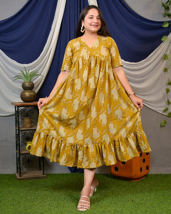 Mustard Lisa Midi Dress