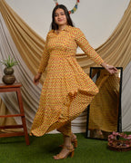 Spring Yellow Tiered Maternity Dress