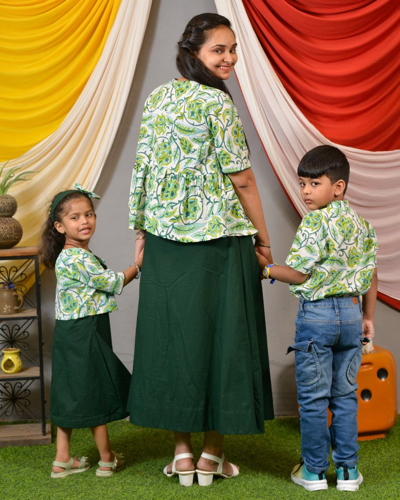 Forest Floral Jacket Mother Kids Twinning