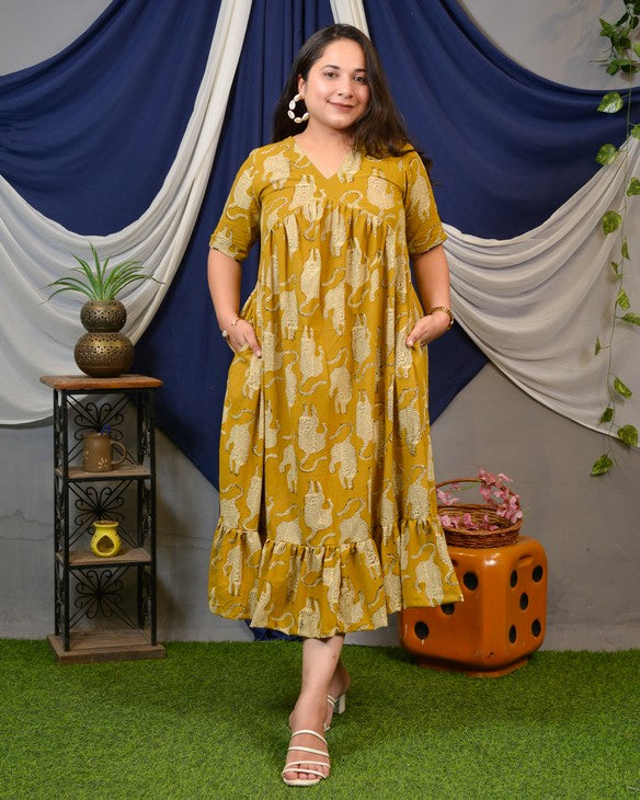 Mustard Lisa Midi Dress
