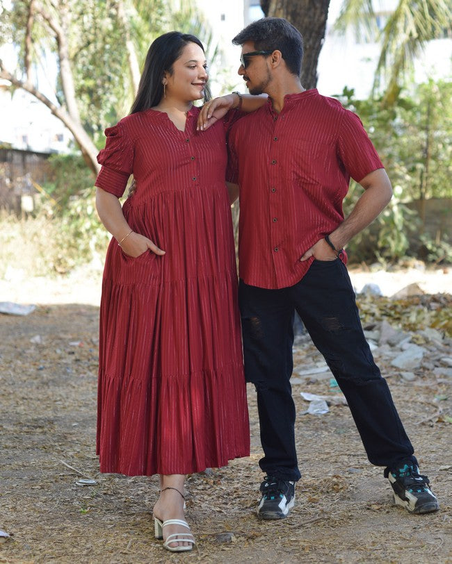 Starry Maroon Long Couple