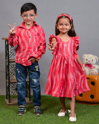 Flamingo Pink Anarkali Dress Family Set