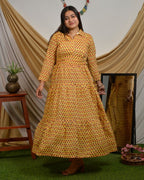 Spring Yellow Tiered Maternity Dress