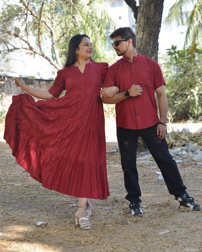 Starry Maroon Long Family Set