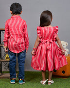 Flamingo Pink Anarkali Dress Family Set