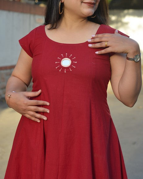 Maroon Red Mirror Maternity Dress with Shrug