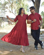 Starry Maroon Long Family Set