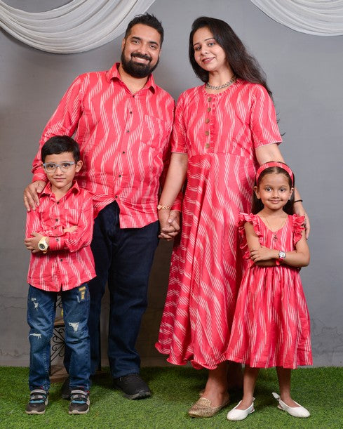 Flamingo Pink Anarkali Dress Family Set