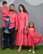 Flamingo Pink Anarkali Dress Family Set