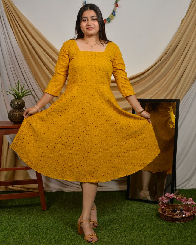 Mustard Cutwork Dress