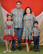 Turquoise Floral Frill Family