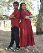 Starry Maroon Long Couple