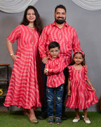 Flamingo Pink Anarkali Dress Family Set