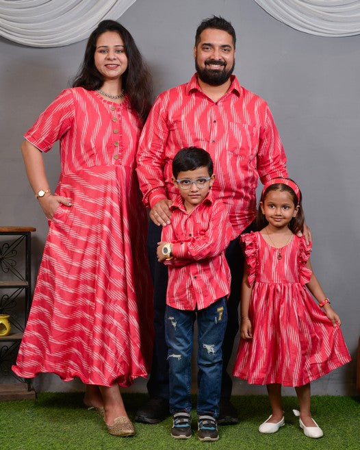 Flamingo Pink Anarkali Dress Family Set