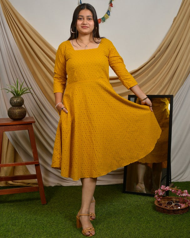 Mustard Cutwork Dress