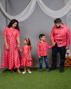 Flamingo Pink Anarkali Dress Family Set