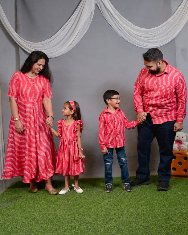 Flamingo Pink Anarkali Dress Family Set