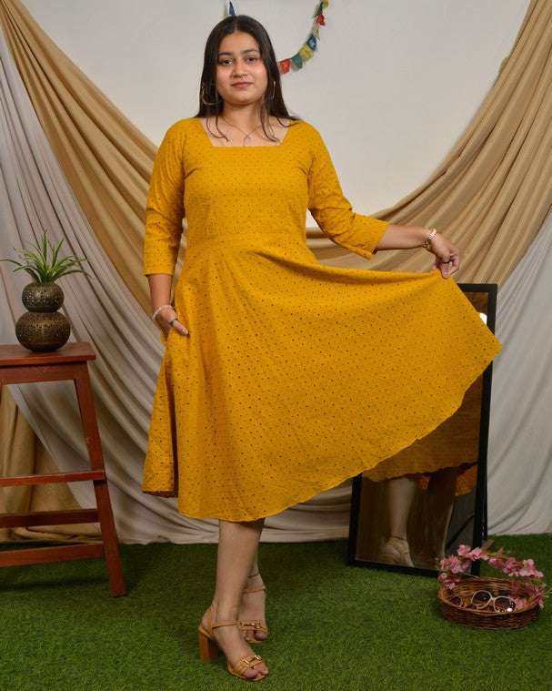 Mustard Cutwork Dress