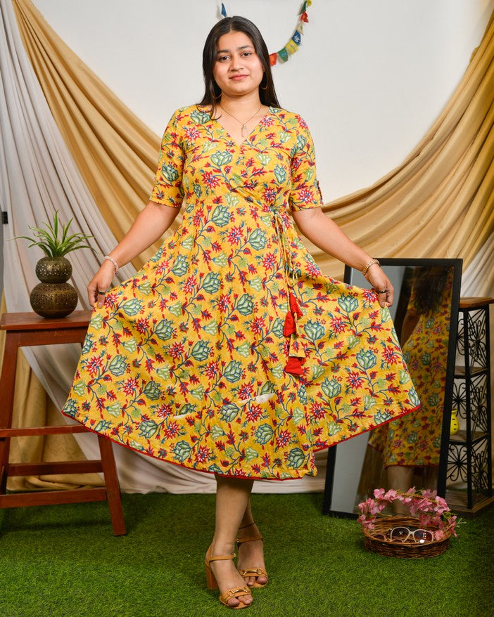 Daffodil Yellow Angrakha Dress
