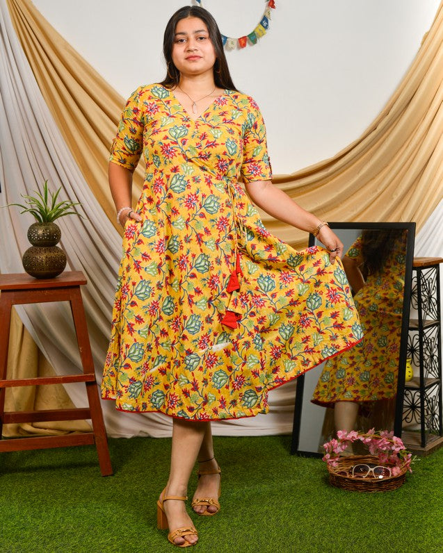 Daffodil Yellow Angrakha Dress