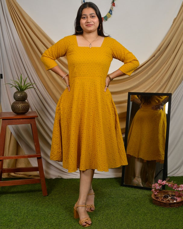 Mustard Cutwork Dress