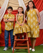 Mustard Kitty Halter Shift Family Set