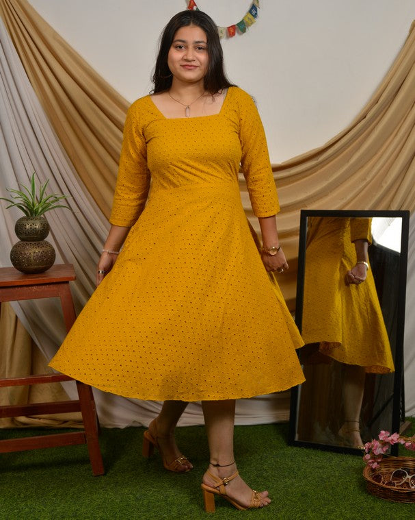 Mustard Cutwork Dress