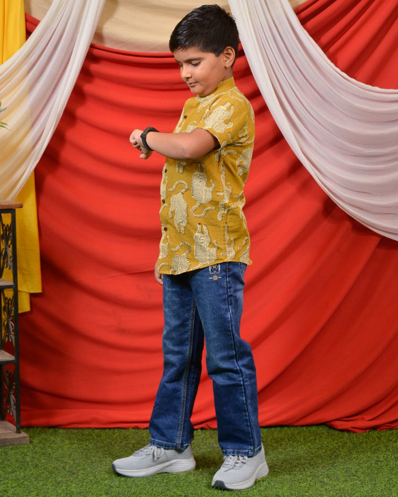 Mustard Kitty Boy Shirt