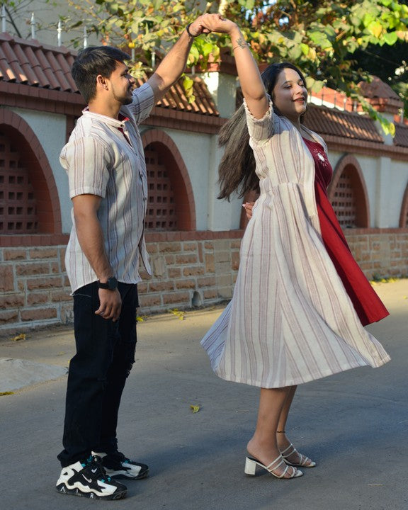Maroon Red Mirror Dress with Shrug Family Set