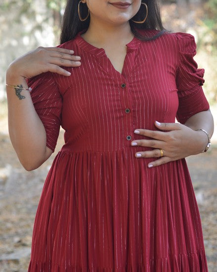 Starry Maroon Long Dress