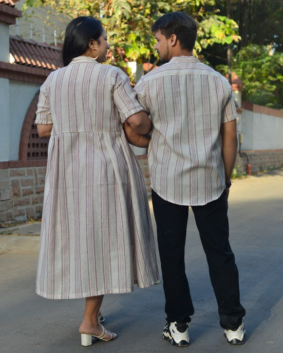 Maroon Red Dress With Shrug Couple Set