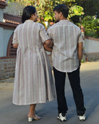 Maroon Red Mirror Dress with Shrug Family Set