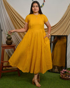 Yellow Diamond Nursing Cutwork Dress