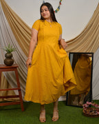 Yellow Diamond Nursing Cutwork Dress