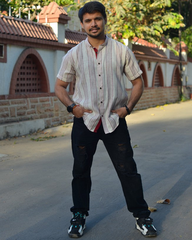 Maroon Red Striped Shirt
