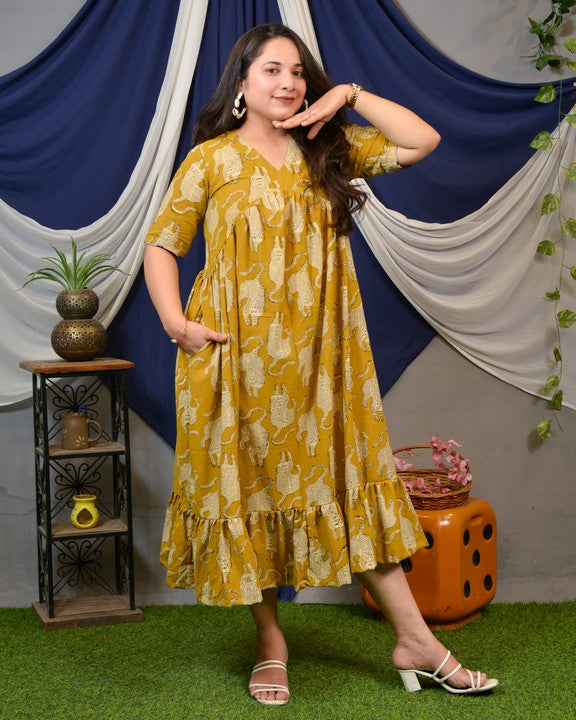 Mustard Lisa Midi Dress